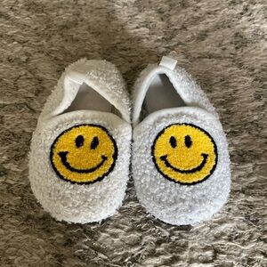 White Slippers with Yellow Smiley Face